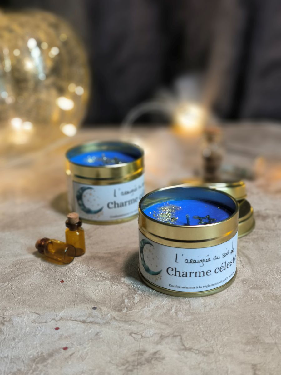 Bougie pot métal - Charme céleste (Jamsin, santal et Musc)