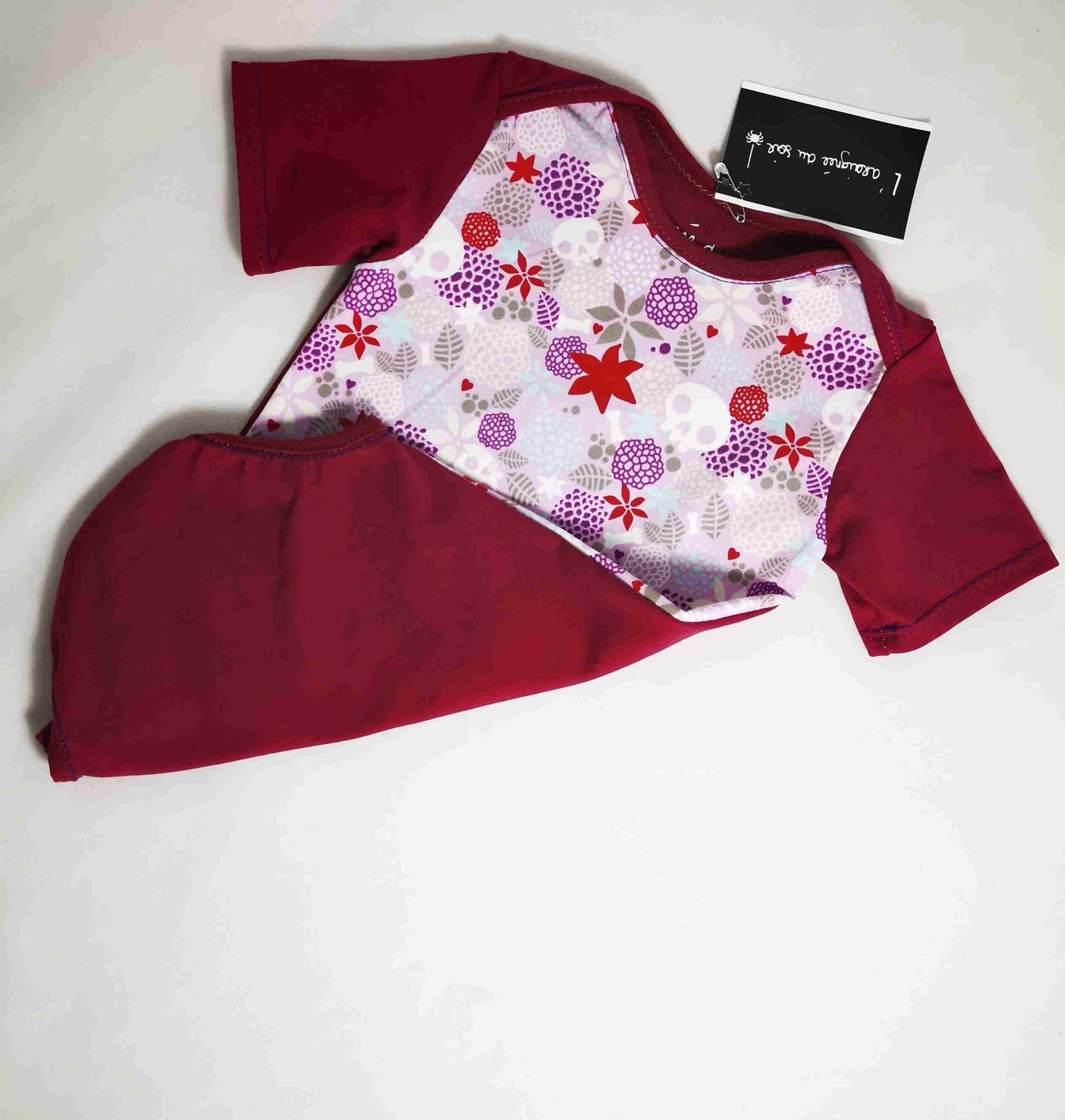 Body bébé "Crânes et fleurs" - Fuchsia & violet T.12m/74cm