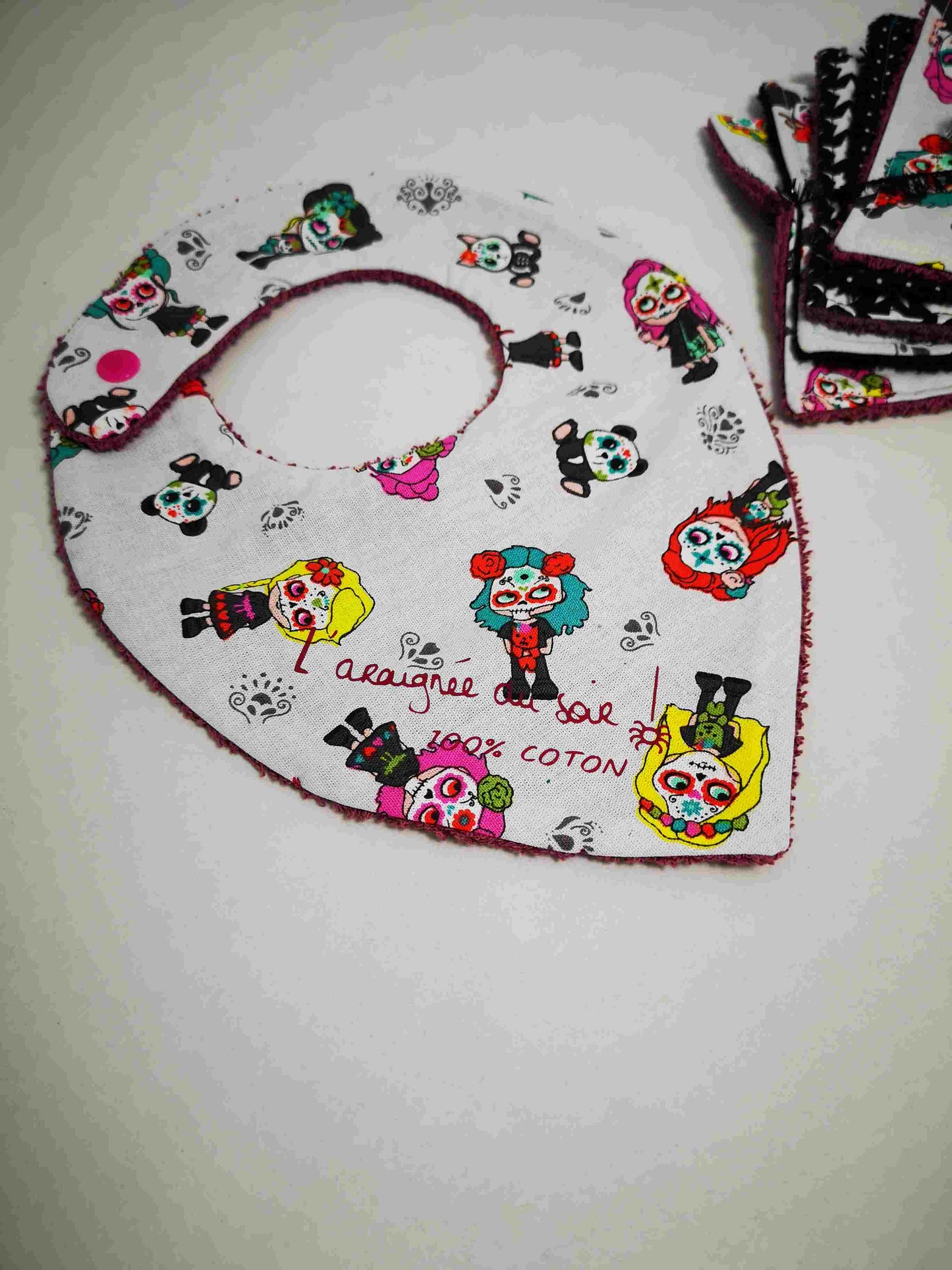 Duo Bavoir et Lingettes Lavables Les petites calaveras !