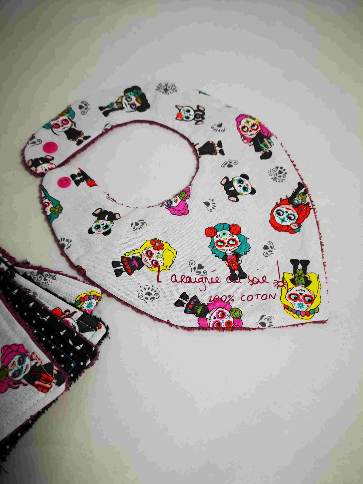 Duo Bavoir et Lingettes Lavables Les petites calaveras !