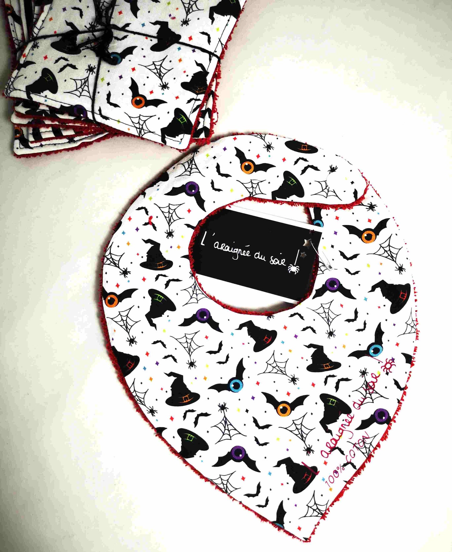 Duo Bavoir et Lingettes Lavables motifs d'halloween