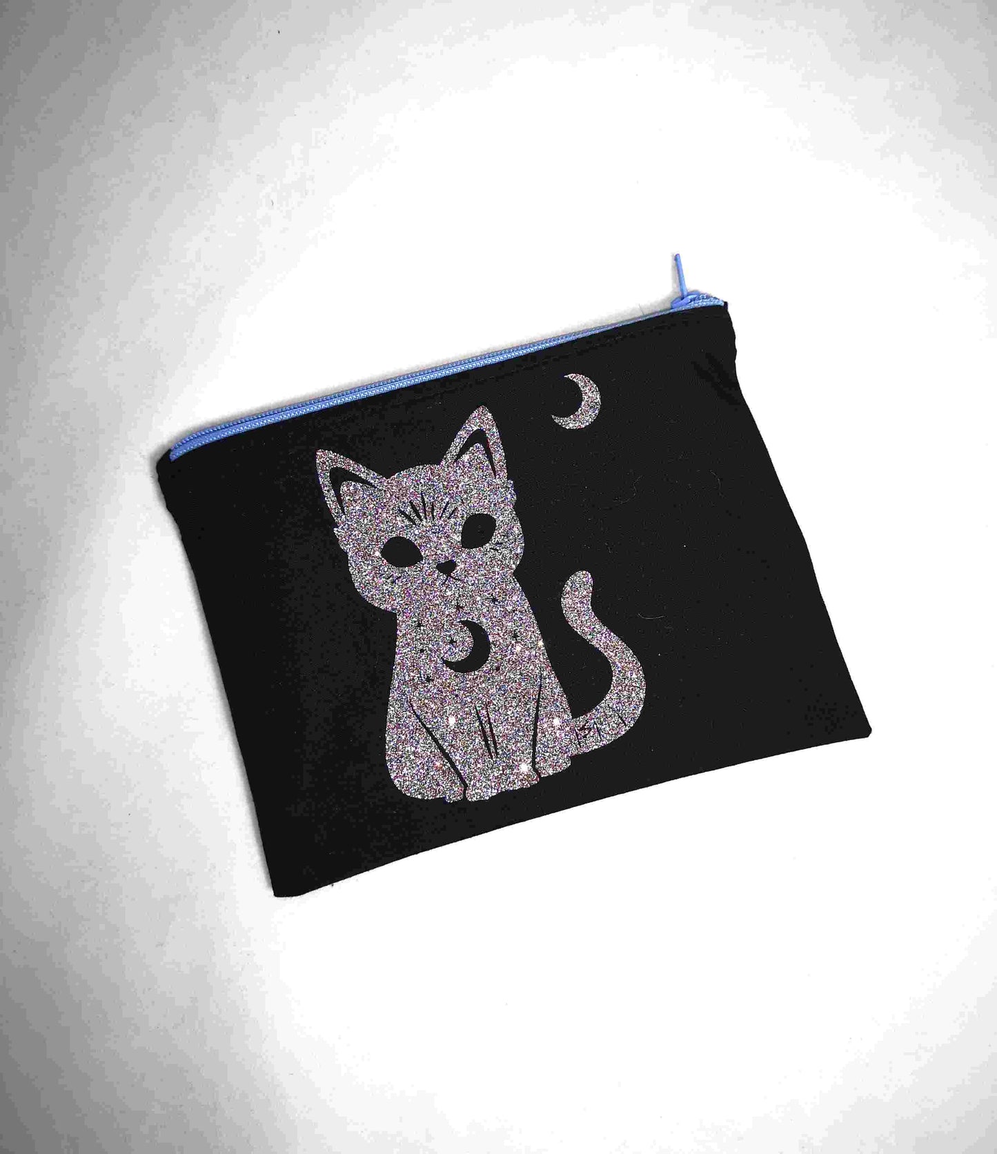 Trousse "Chat ensorcelant" en coton et pailleté