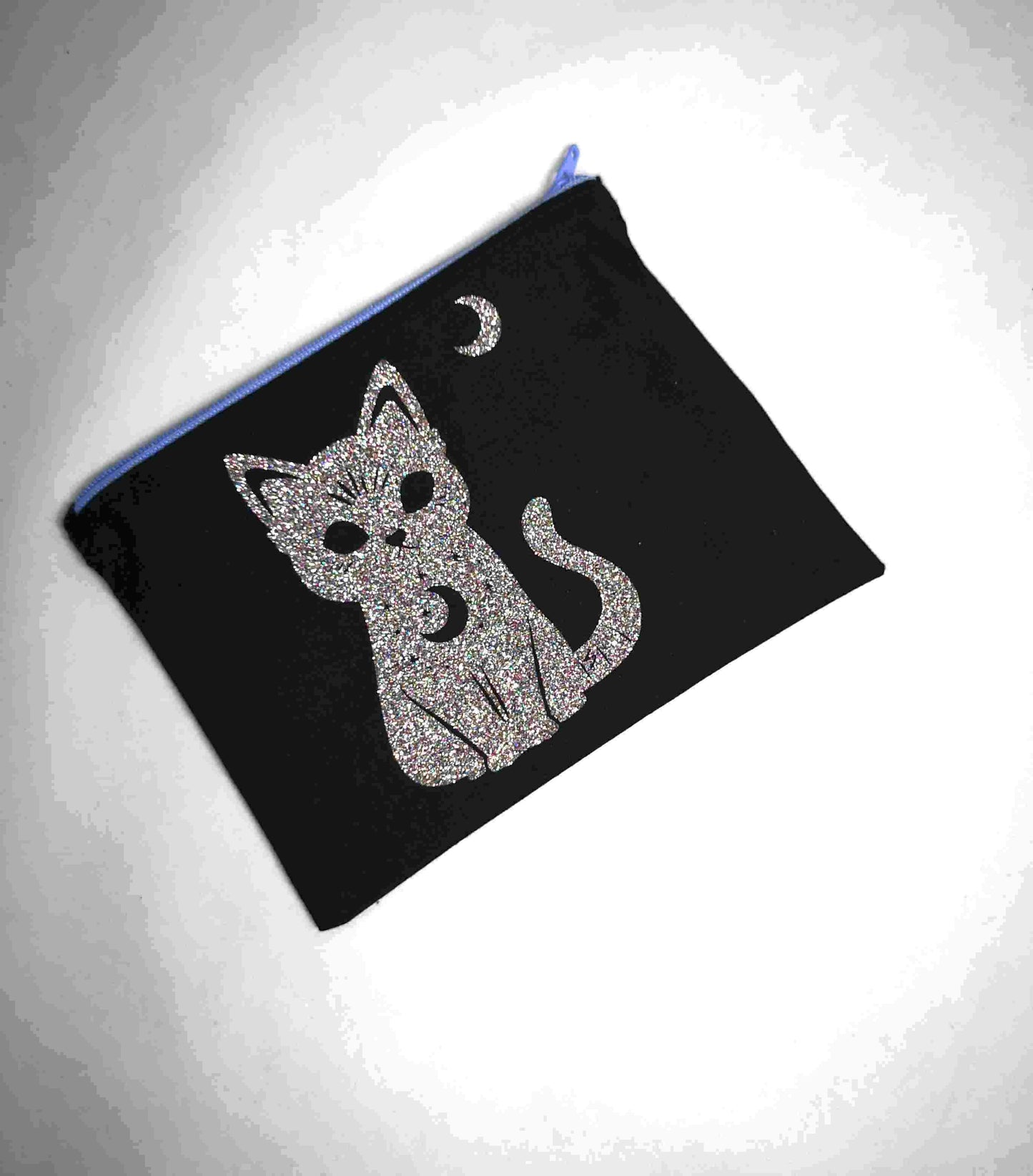 Trousse "Chat ensorcelant" en coton et pailleté