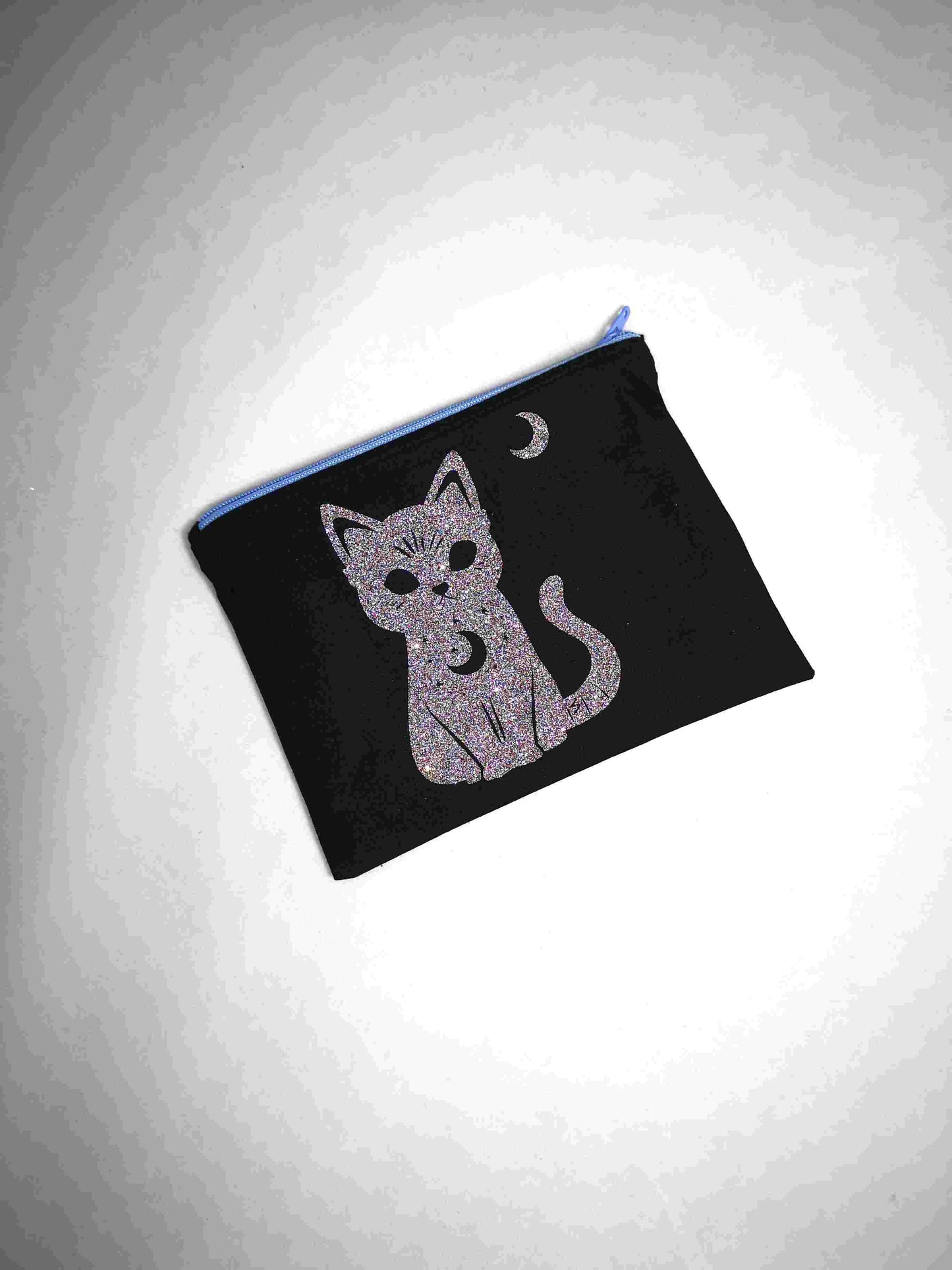 Trousse "Chat ensorcelant" en coton et pailleté