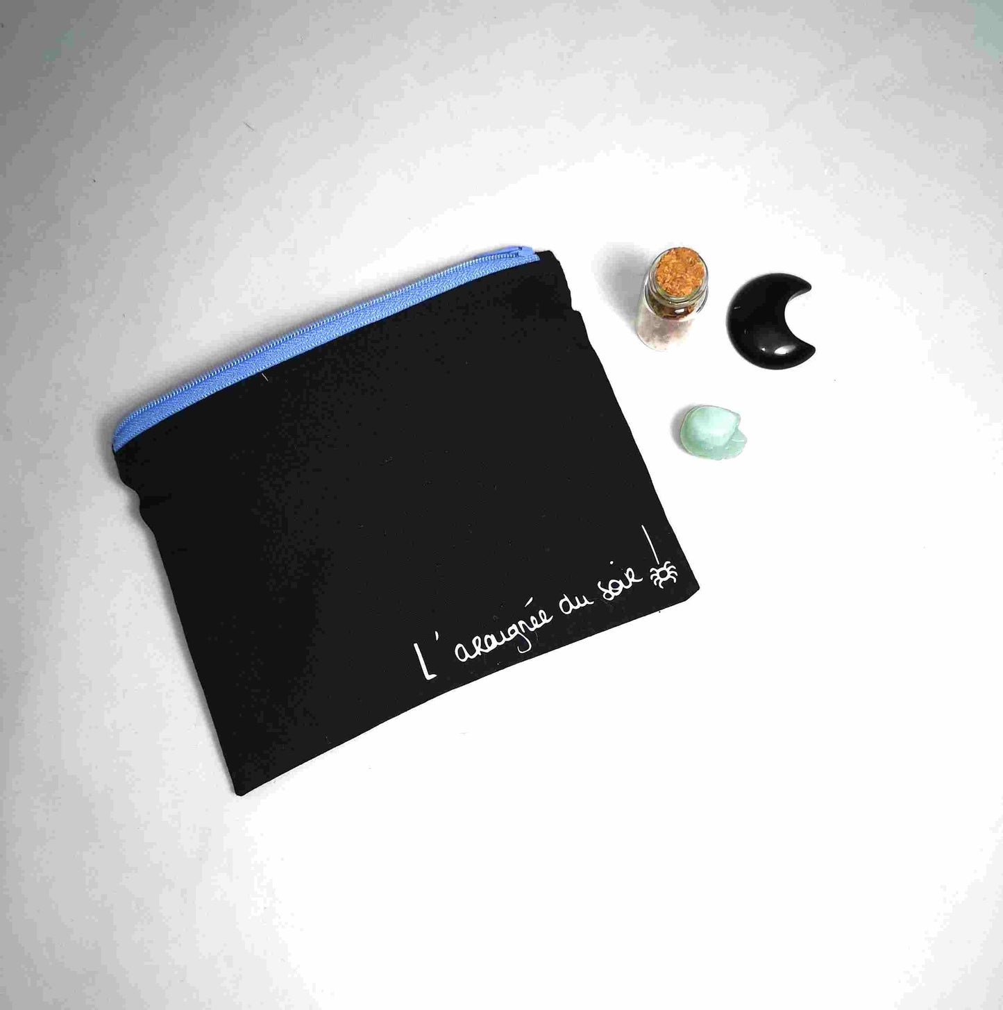 Trousse "Chat ensorcelant" en coton et pailleté