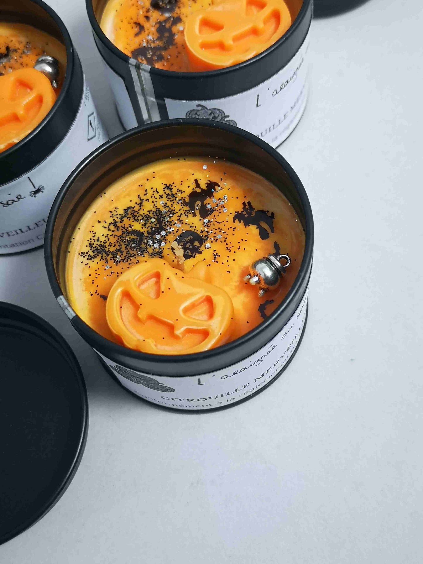 Bougie pot métal - Citrouille merveilleuse