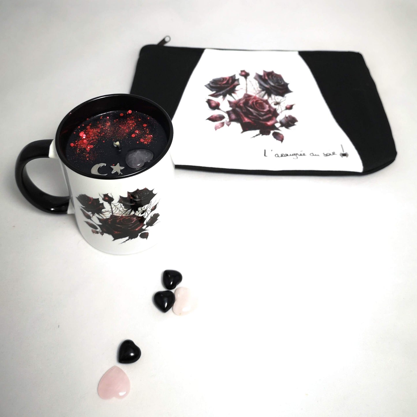 Ensemble Romantique Saint-Valentin : Trousse et Bougie Roses enchantées