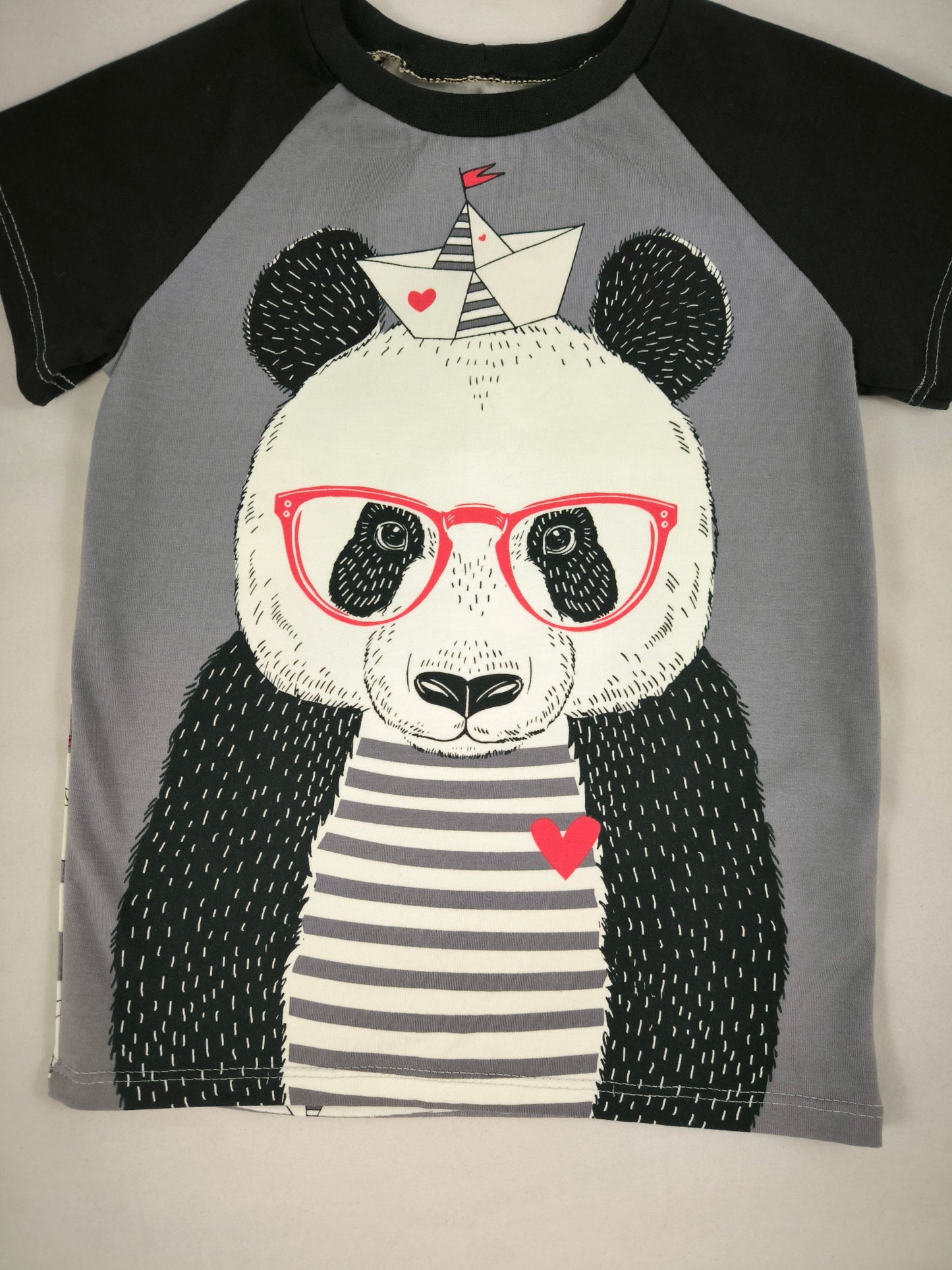 T-shirt Panda et bateaux en papier, T.104cm/4ans