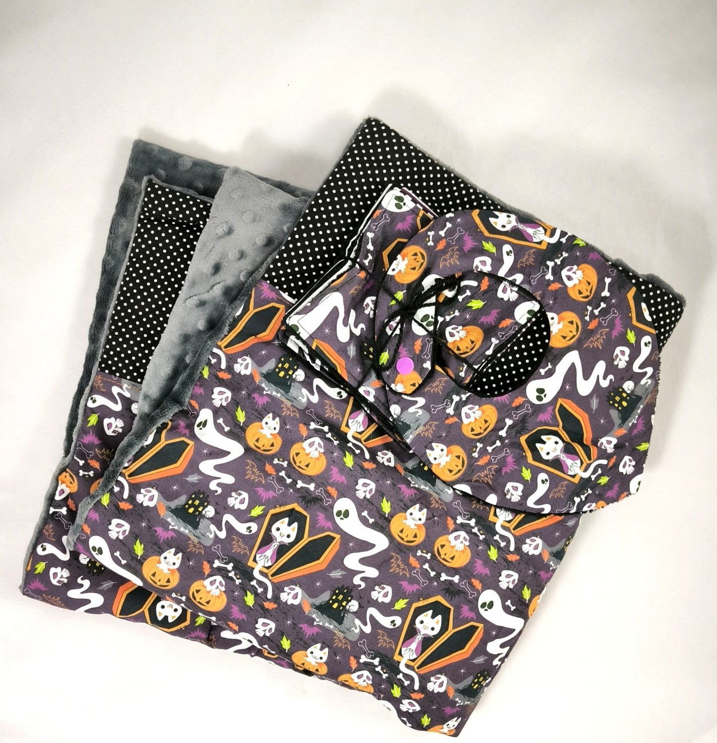Lot Bébé Halloween - Couverture, Bavoir et Lingettes Lavables