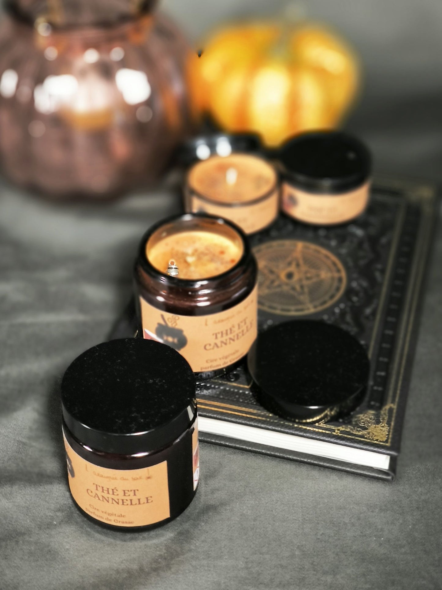 Bougie Parfumée "Thé et Cannelle" dans un Pot en verre – Édition Épices d’Automne