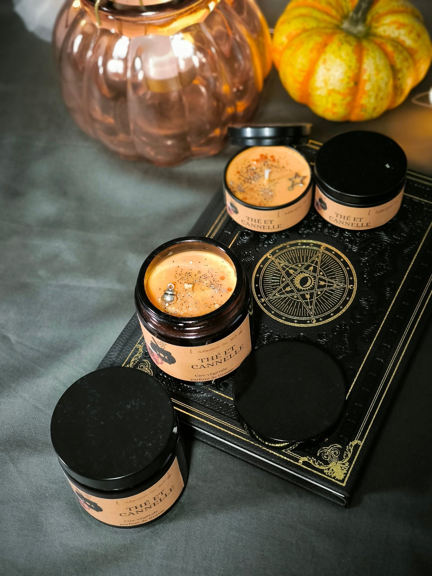 Bougie Parfumée "Thé et Cannelle" dans un Pot en verre – Édition Épices d’Automne