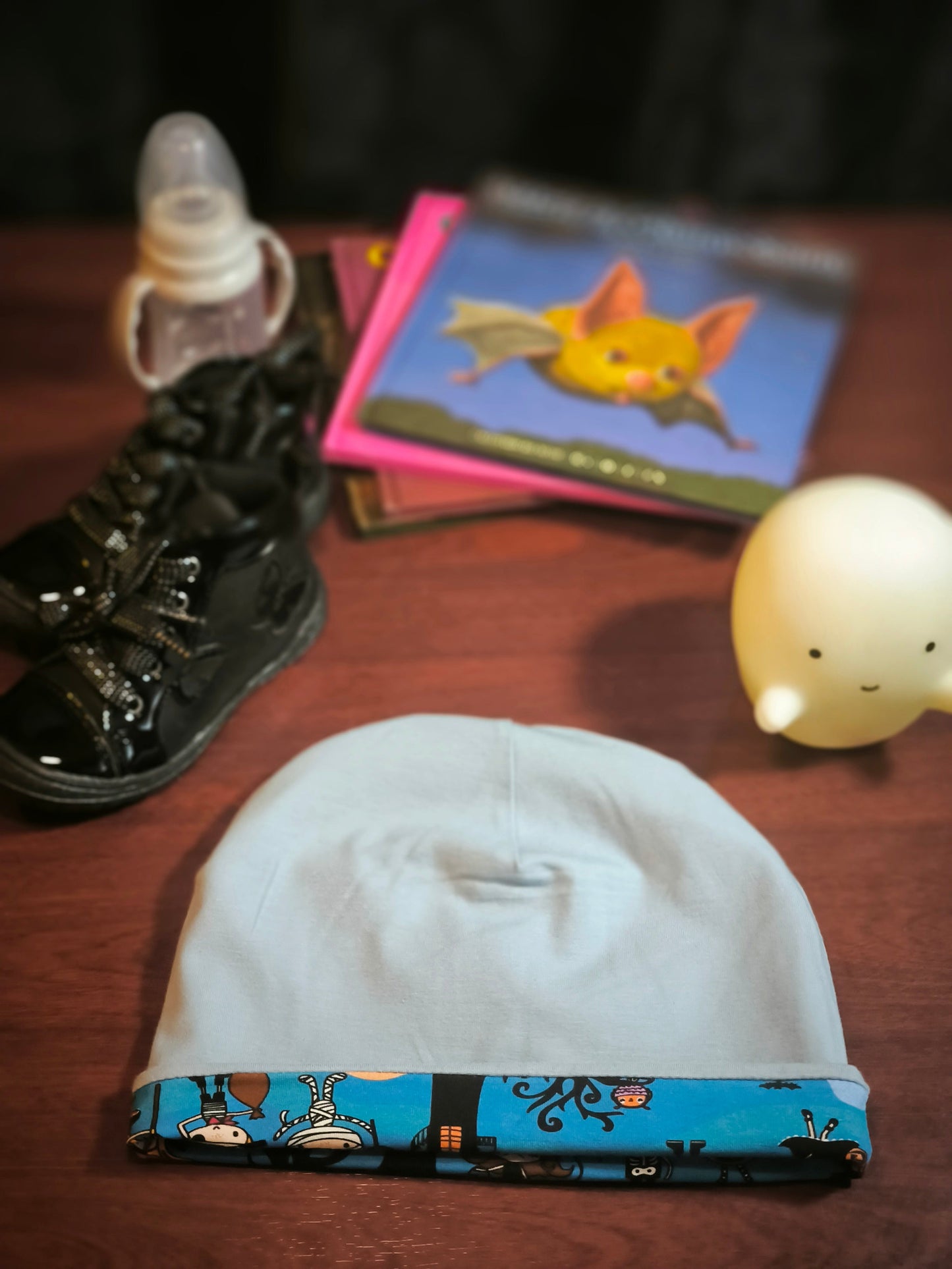 Bonnet réversibleHalloween en bleu *enfant*