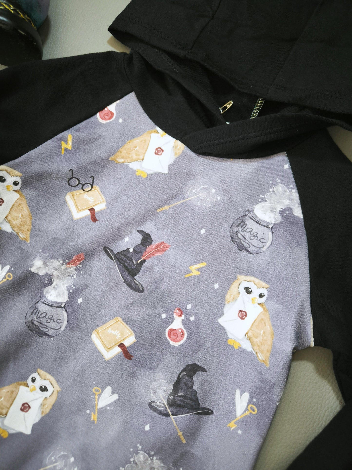Sweat à capuche Hibou magique bleu T.3 ans/98 cm