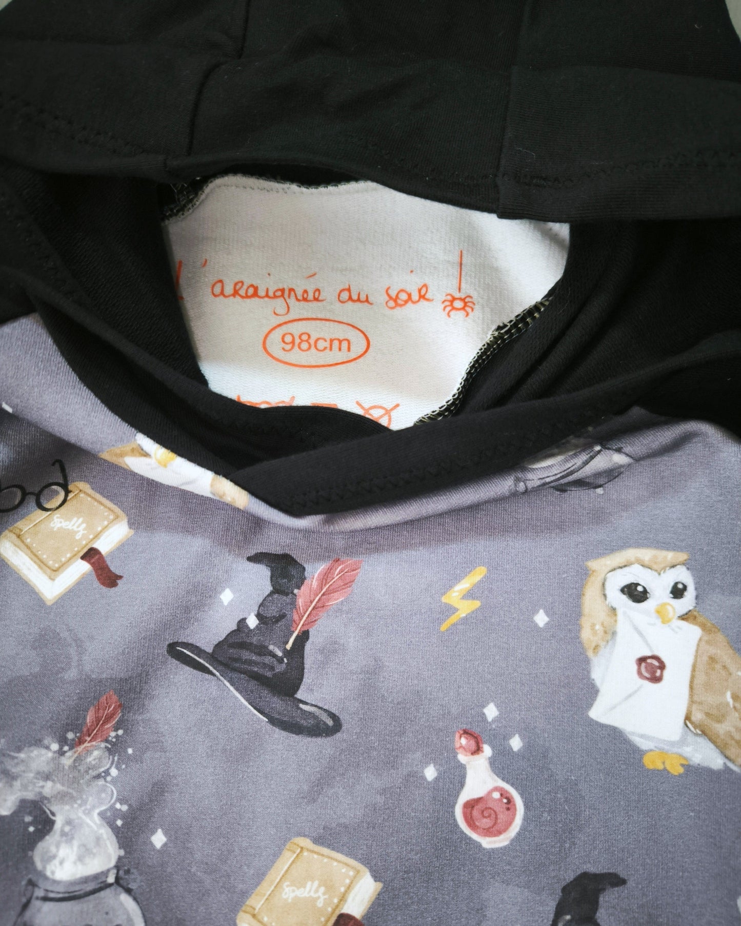 Sweat à capuche Hibou magique bleu T.3 ans/98 cm
