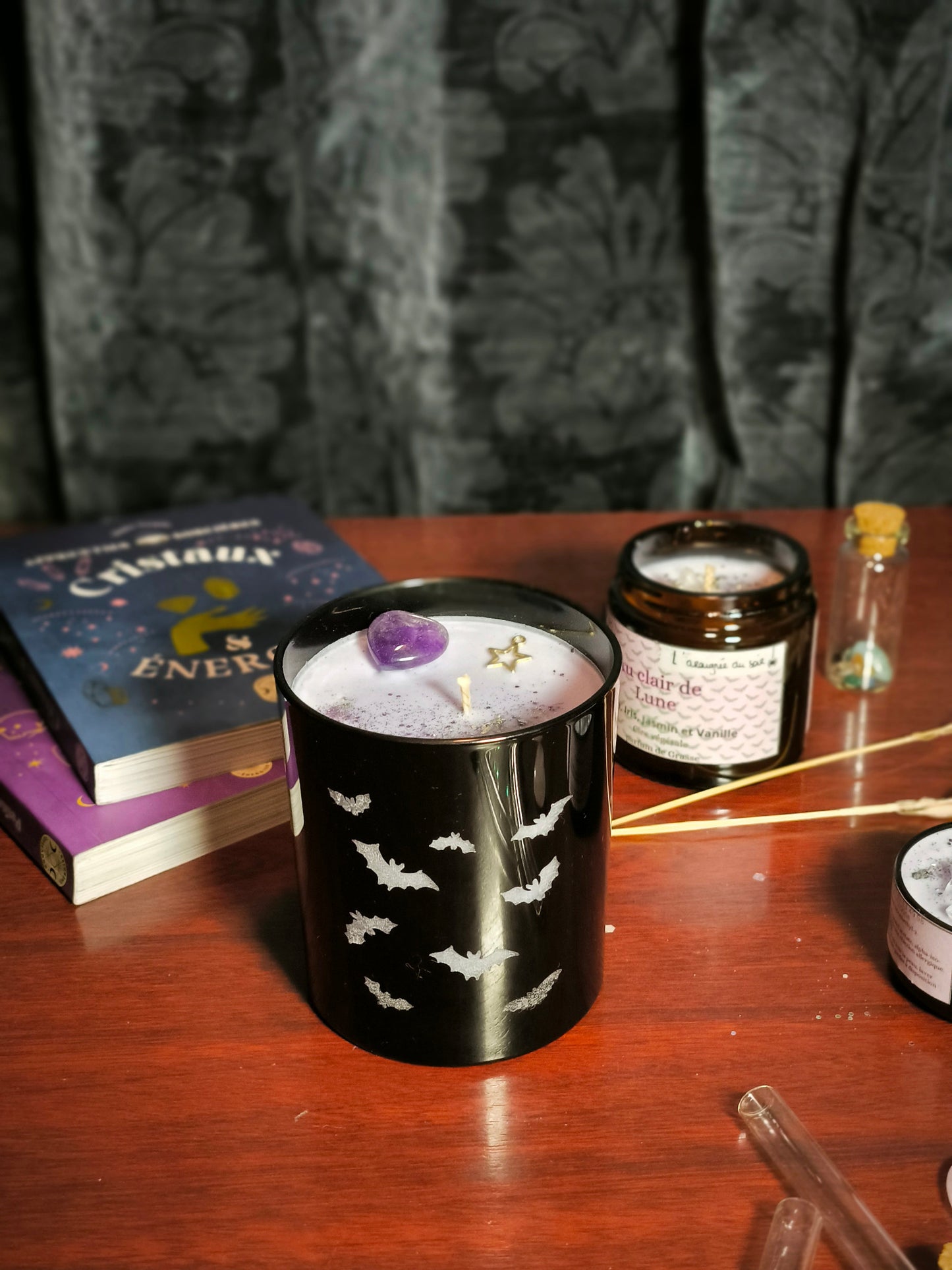 Bougie "Chauves-souris au clair de lune" - grand pot en verre