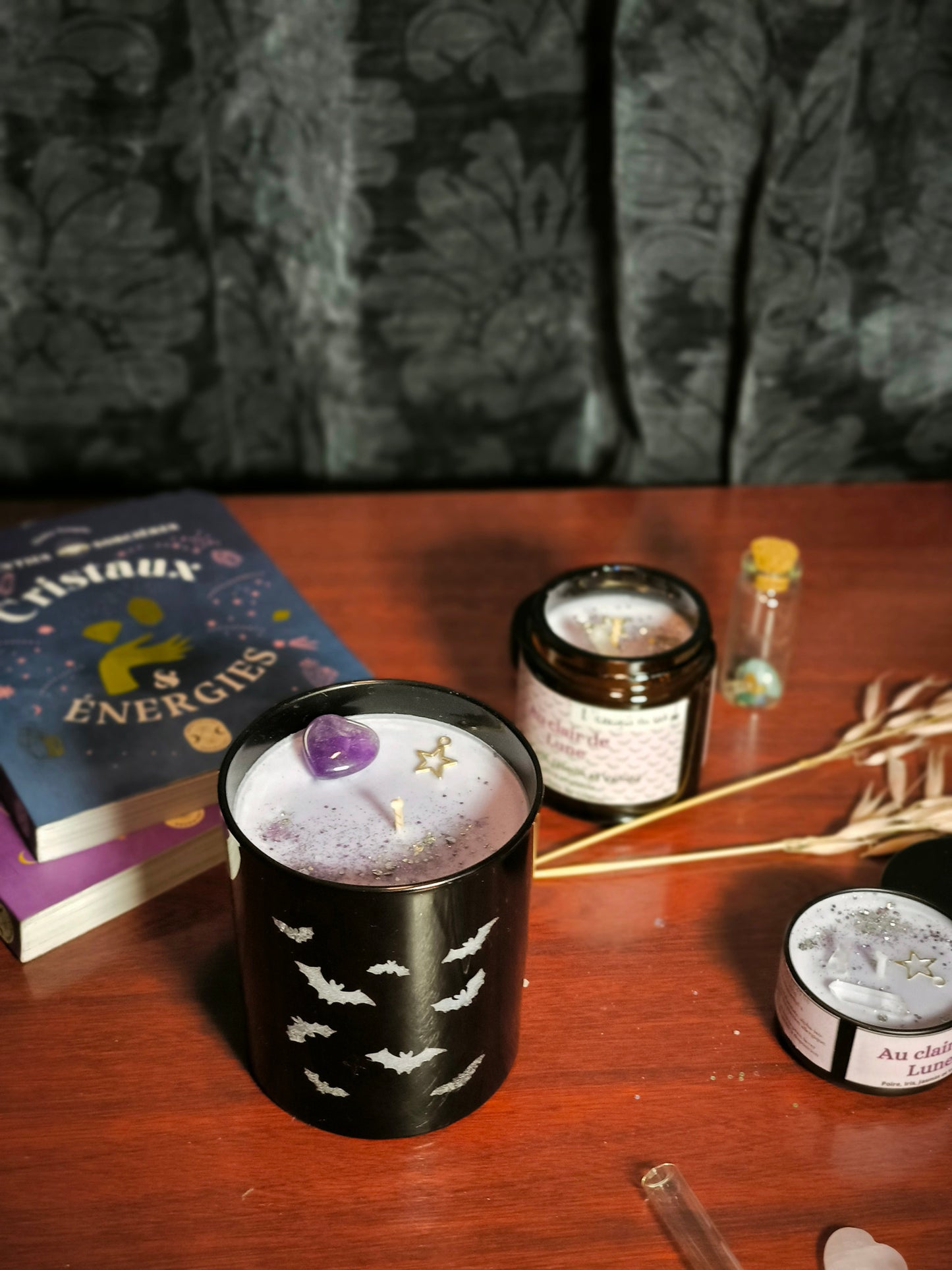 Bougie "Chauves-souris au clair de lune" - grand pot en verre
