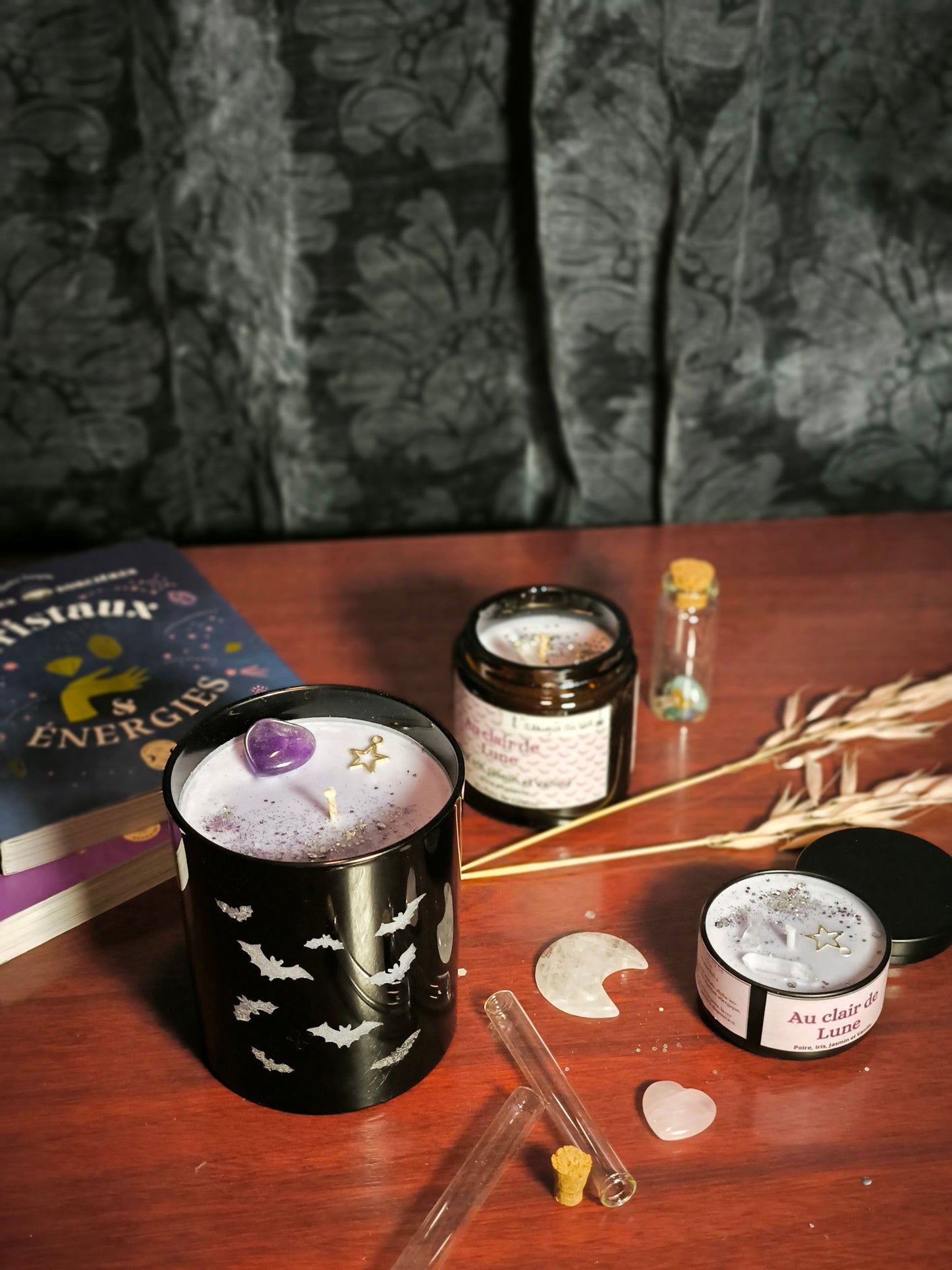 Bougie "Chauves-souris au clair de lune" - grand pot en verre