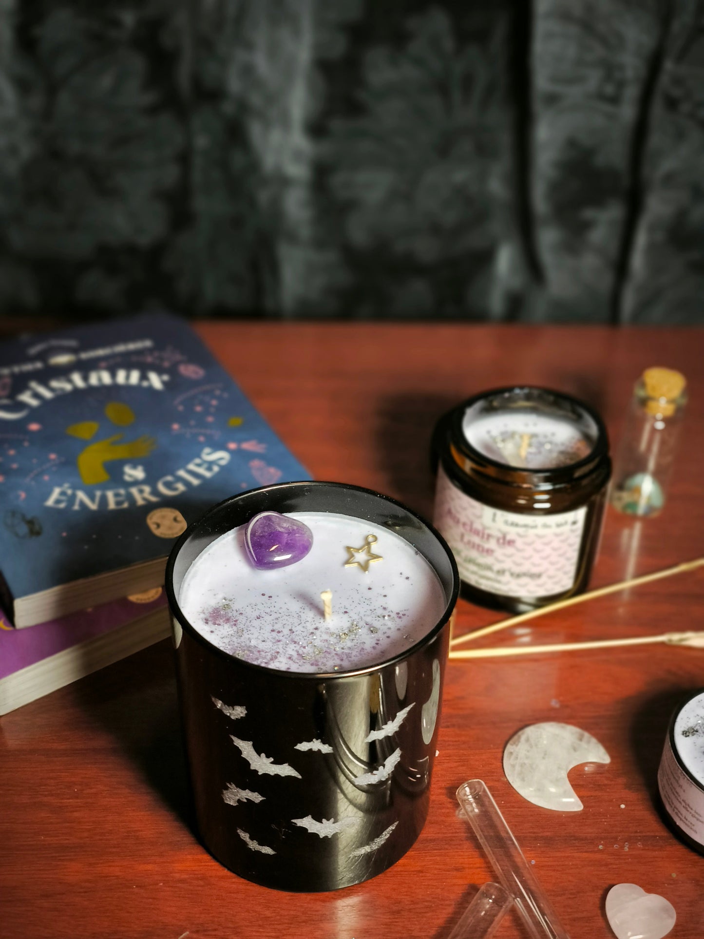 Bougie "Chauves-souris au clair de lune" - grand pot en verre