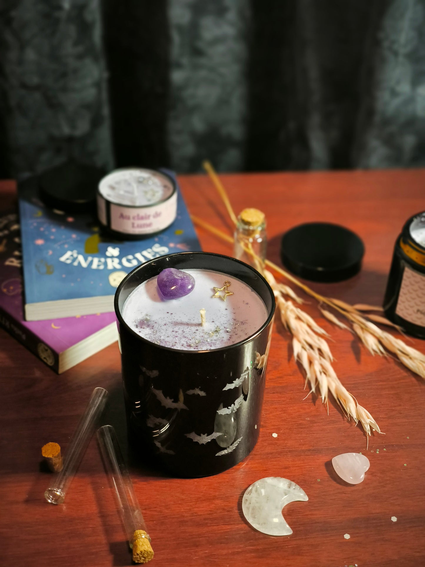 Bougie "Chauves-souris au clair de lune" - grand pot en verre