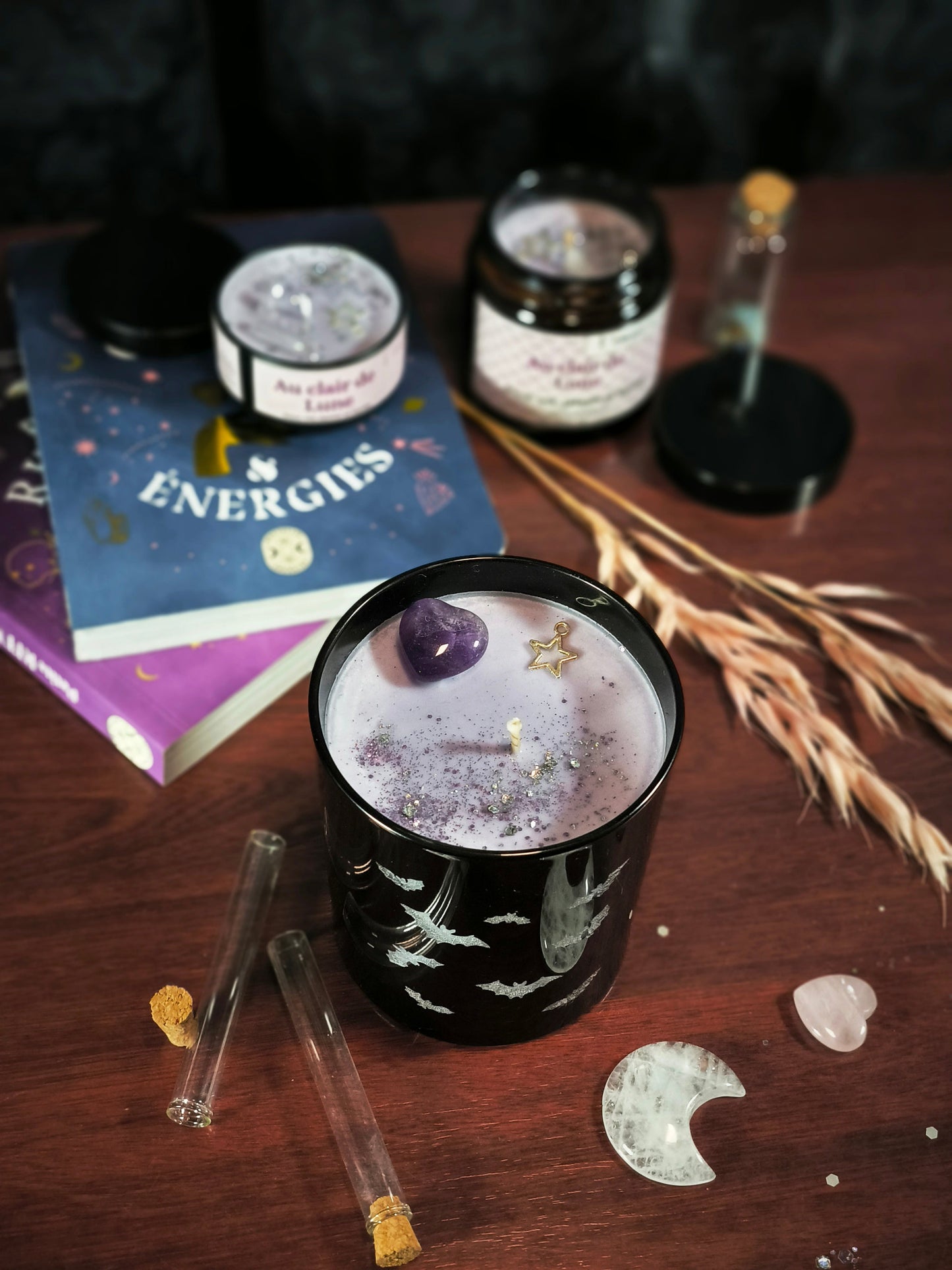 Bougie "Chauves-souris au clair de lune" - grand pot en verre