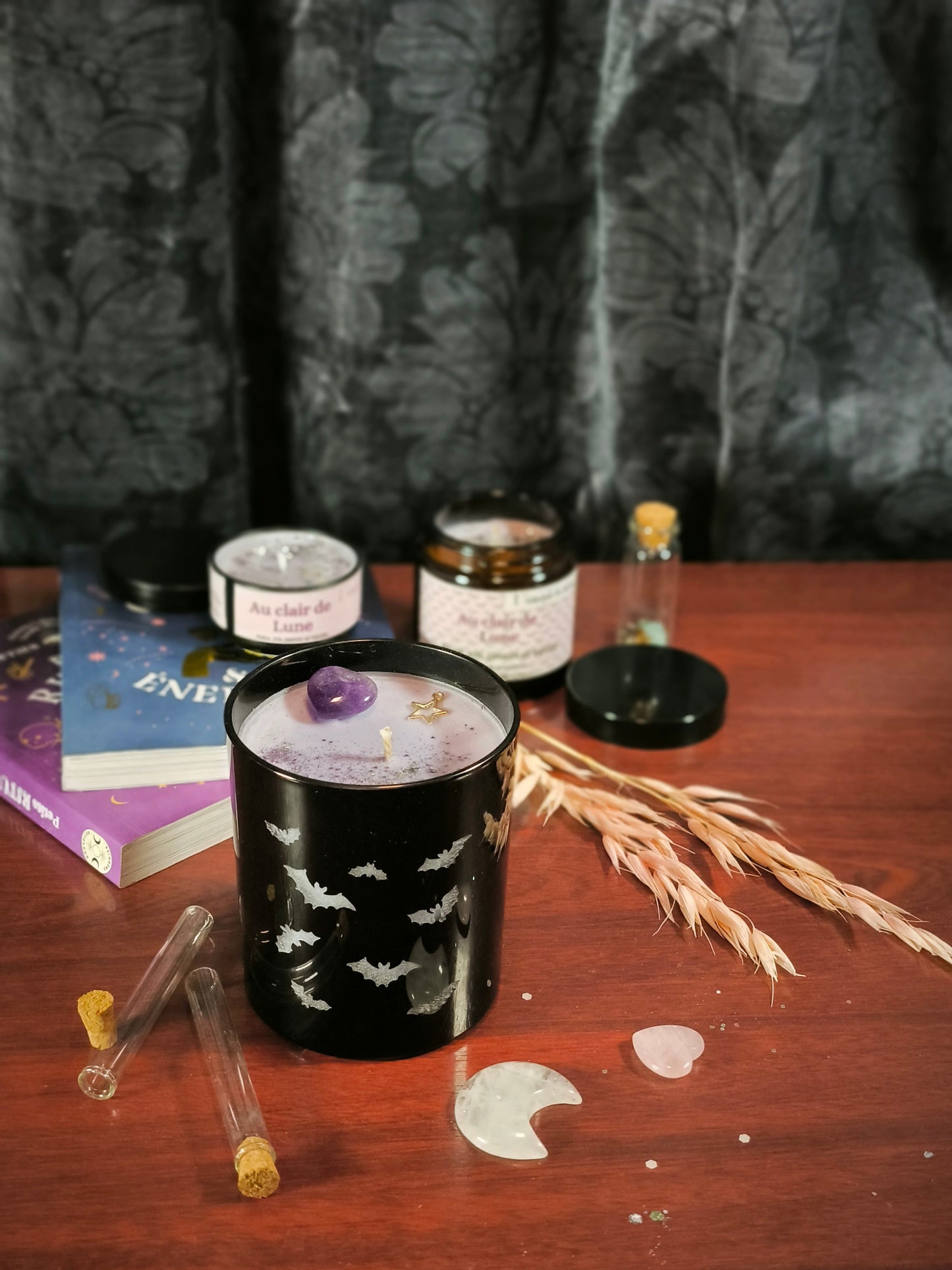 Bougie "Chauves-souris au clair de lune" - grand pot en verre