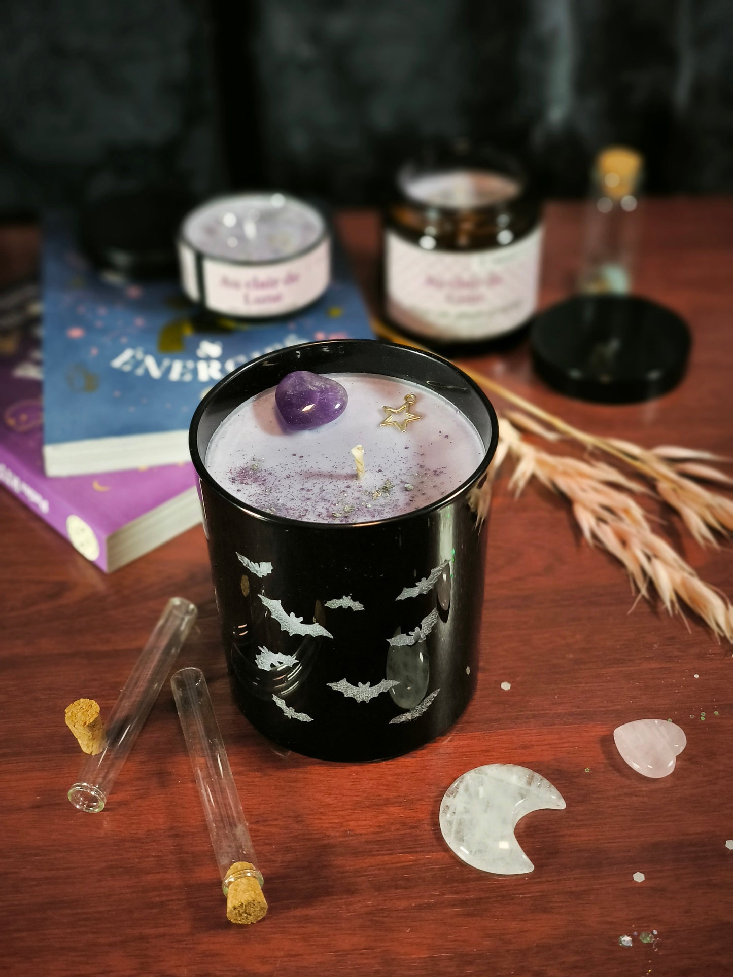 Bougie "Chauves-souris au clair de lune" - grand pot en verre