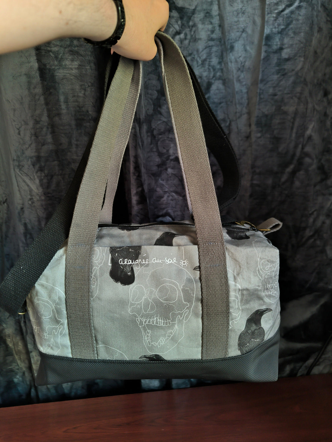 Sac rectangulaire Corbeau et crane