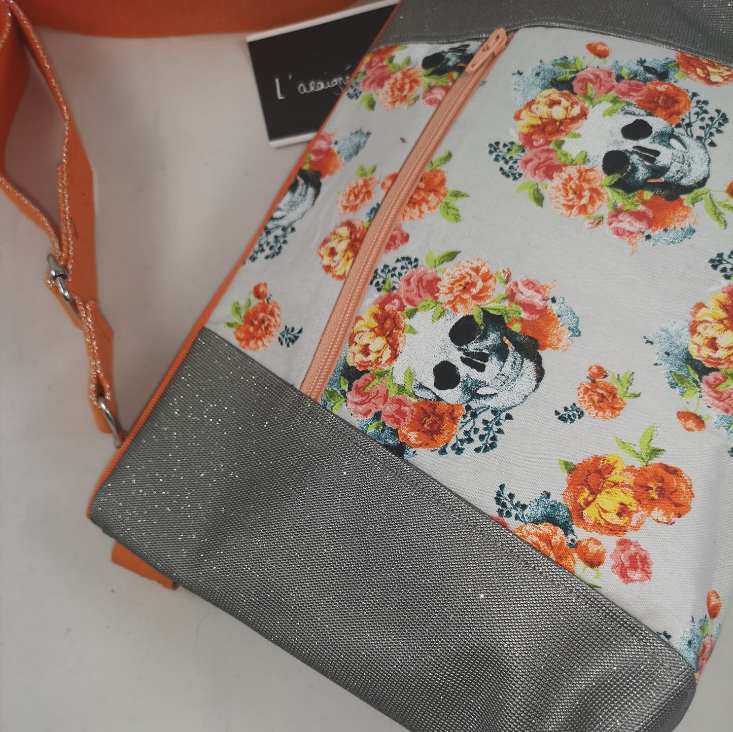 Pochette à bandoulière Crâne Fleuri