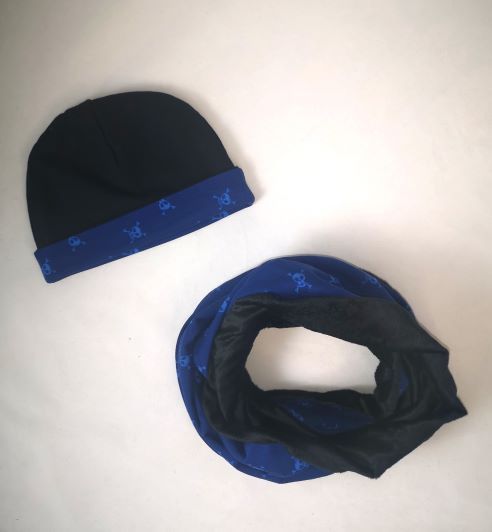 Bonnet et snood Cranes bleu T.1-5ANS