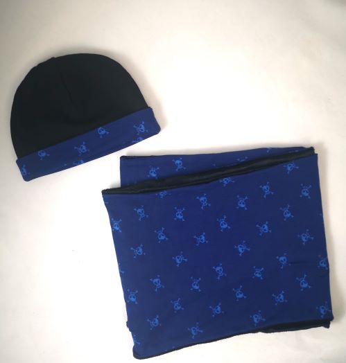 Bonnet et snood Cranes bleu T.1-5ANS