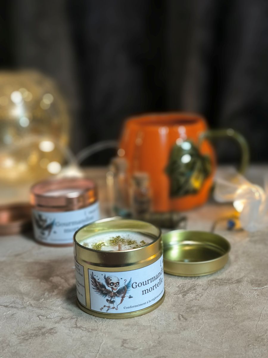 Bougie pot métal - Gourmandise Mortelle (parfum Amande)