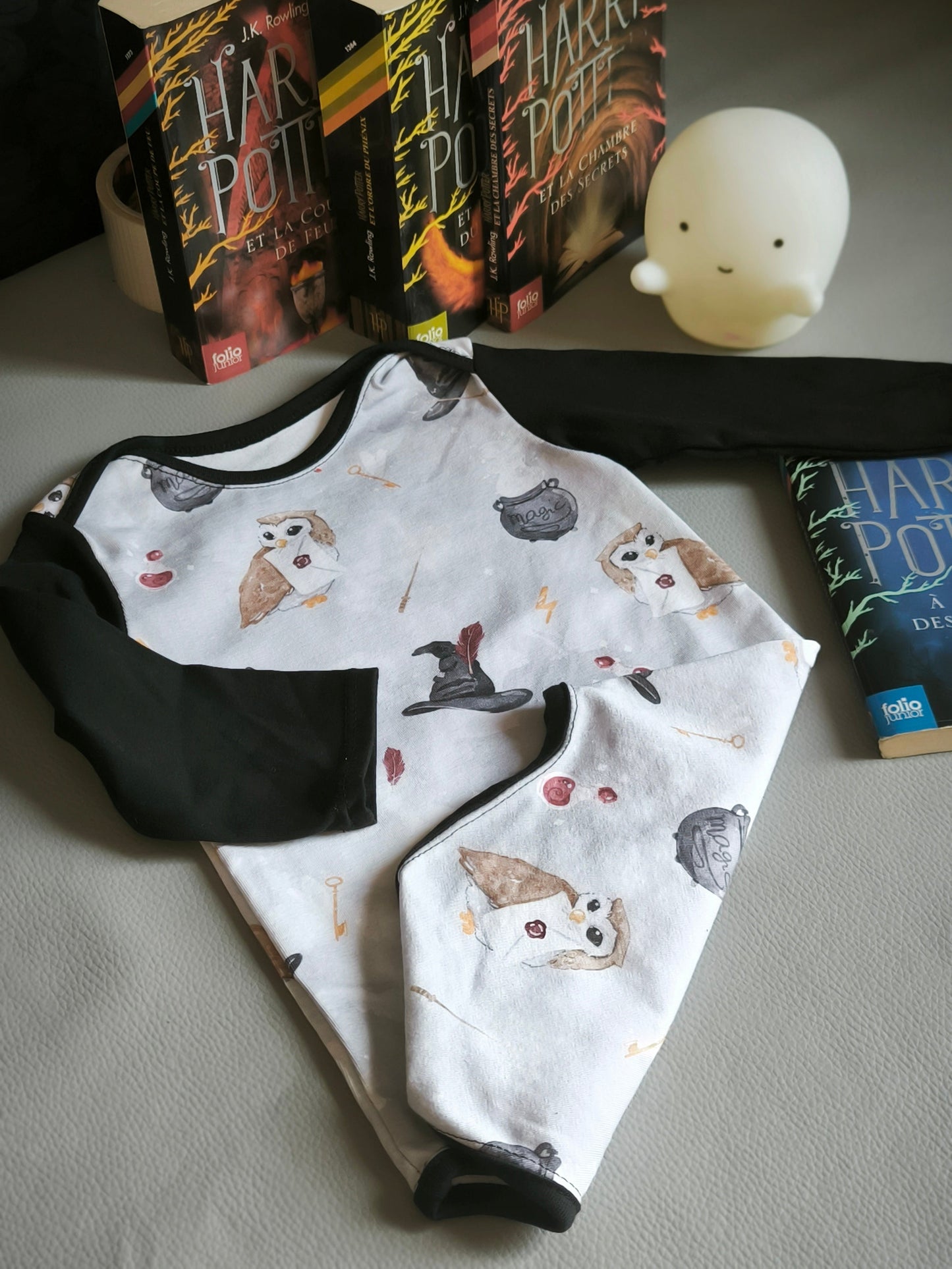 Body bébé "Petit Magicien" – Gris clair & noir T.56cm/3 m