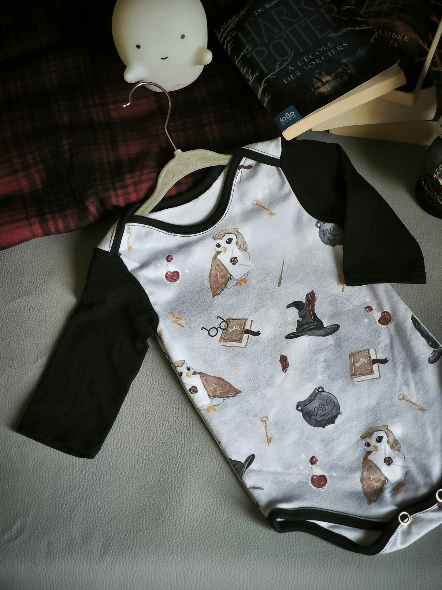 Body bébé "Petit Magicien" – Gris clair & noir T.56cm/3 m