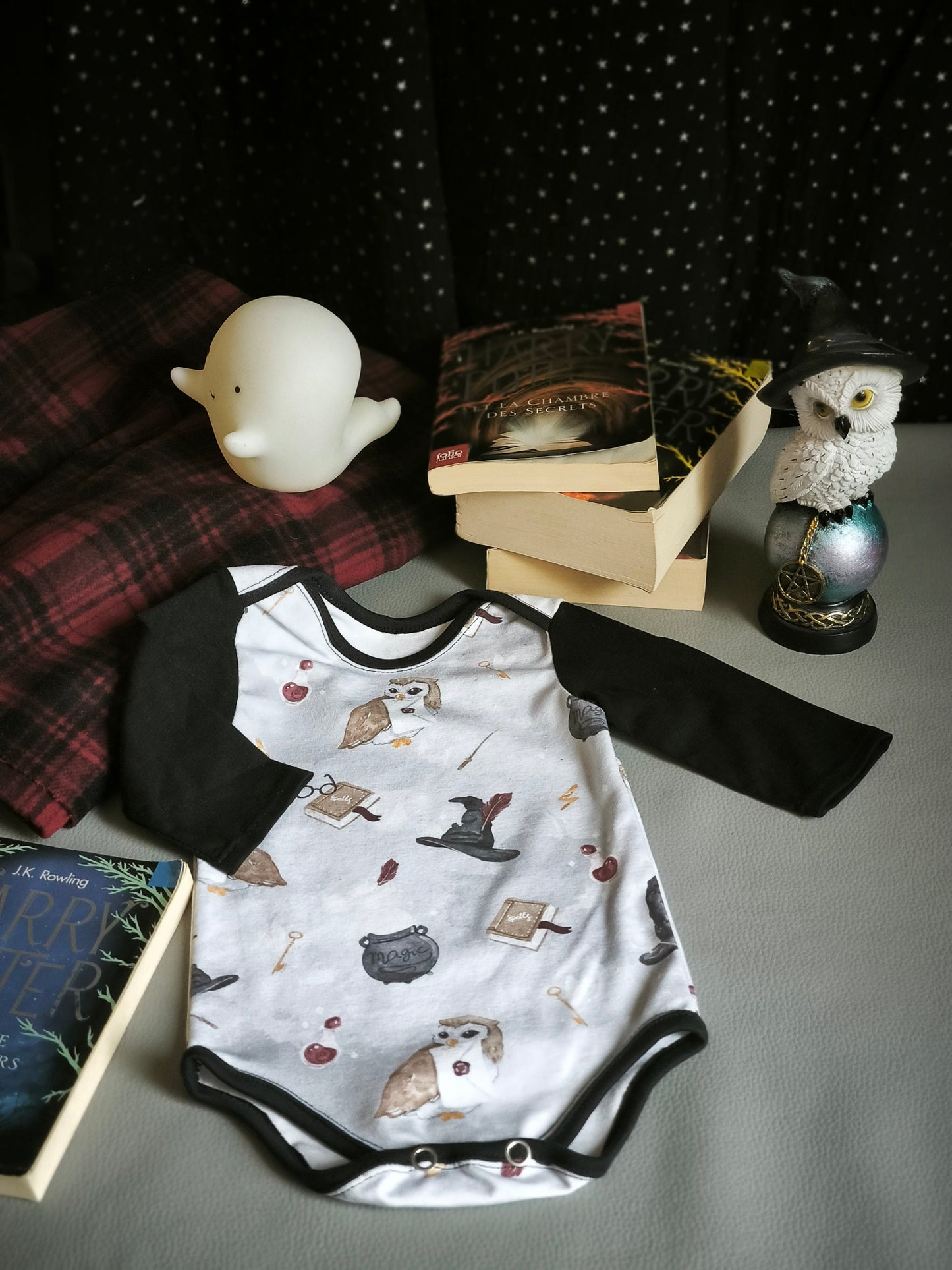 Body bébé "Petit Magicien" – Gris clair & noir T.56cm/3 m