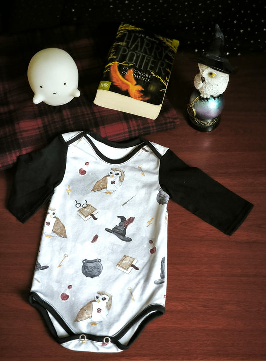 Body bébé "Petit Magicien" – Gris clair & noir T.56cm/3 m