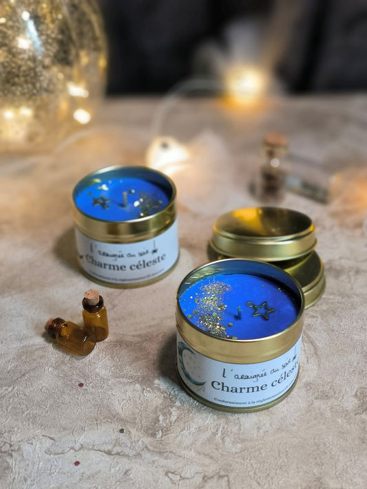 Bougie pot métal - Charme céleste (Jamsin, santal et Musc)