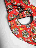 Duo Bavoir et Lingettes Lavables Calaveras en rouge