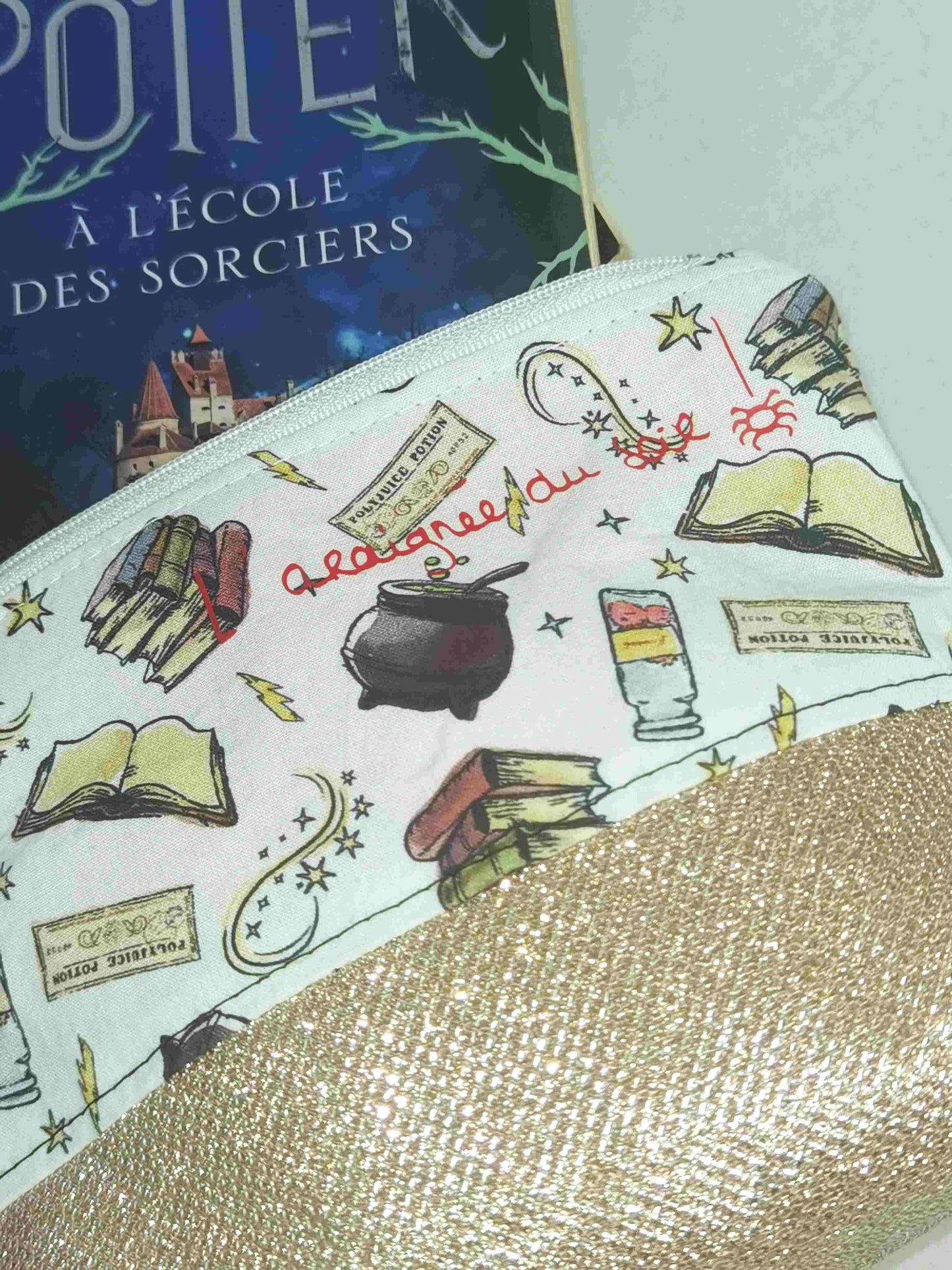 Trousse Zippée "Brillant sorcier" en Simili et Coton