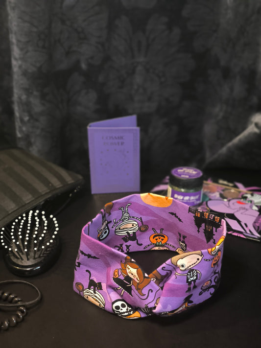 Bandeau-cache oreille Halloween en violet *enfant*