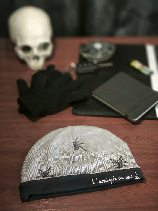 Bonnet réversible en jersey Araignées marine *ado*