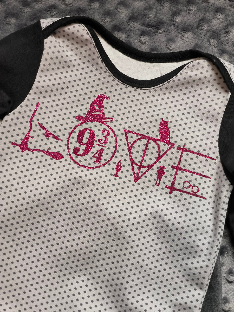 Body bébé "Amour magique" – gris à pois & noir T.62cm/6 mois