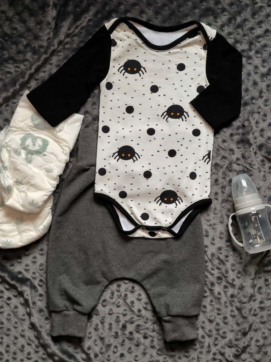 Body bébé "Petite Araignée" – blanc cassé & noir T.74cm/12 mois