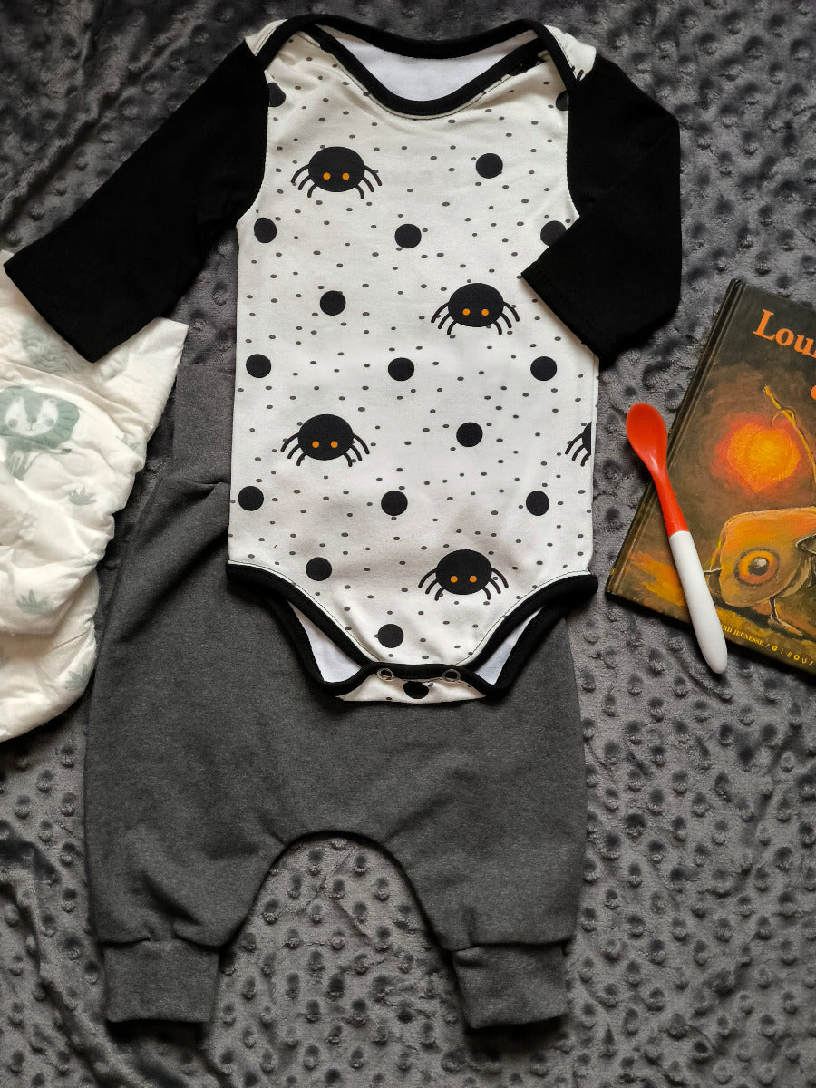 Body bébé "Petite Araignée" – blanc cassé & noir T.74cm/12 mois