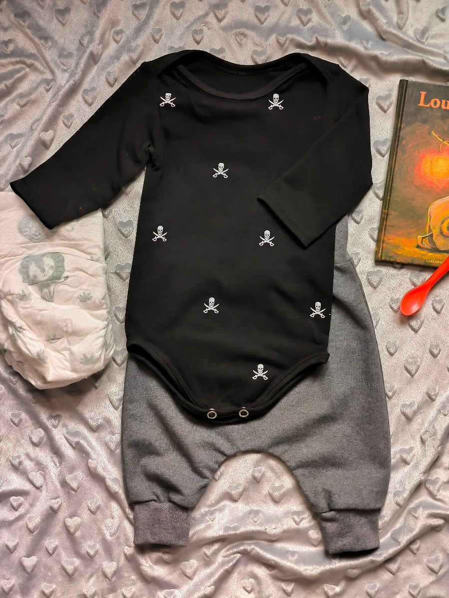 Body bébé "Mini Pirates" - Beige & noir T.62cm/6m