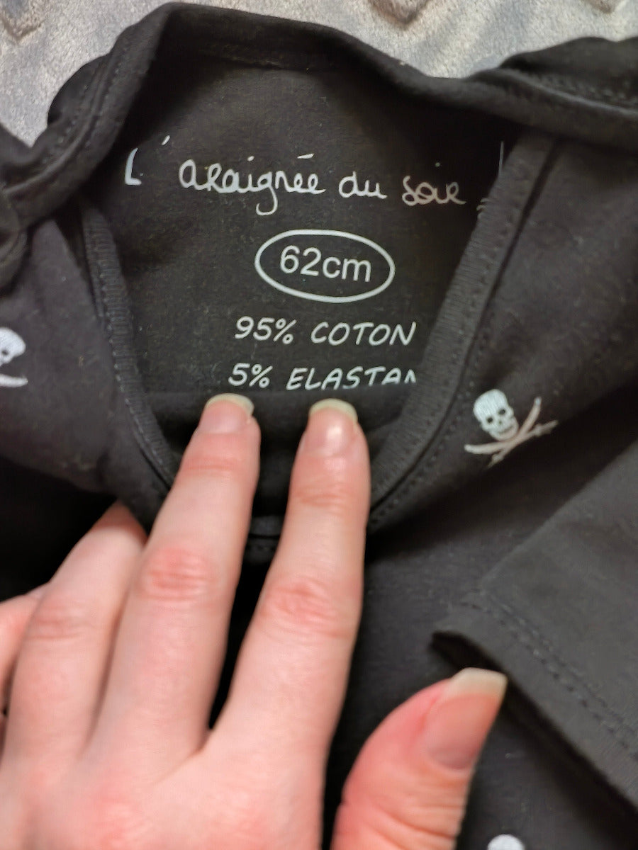 Body bébé "Mini Pirates" - Beige & noir T.62cm/6m