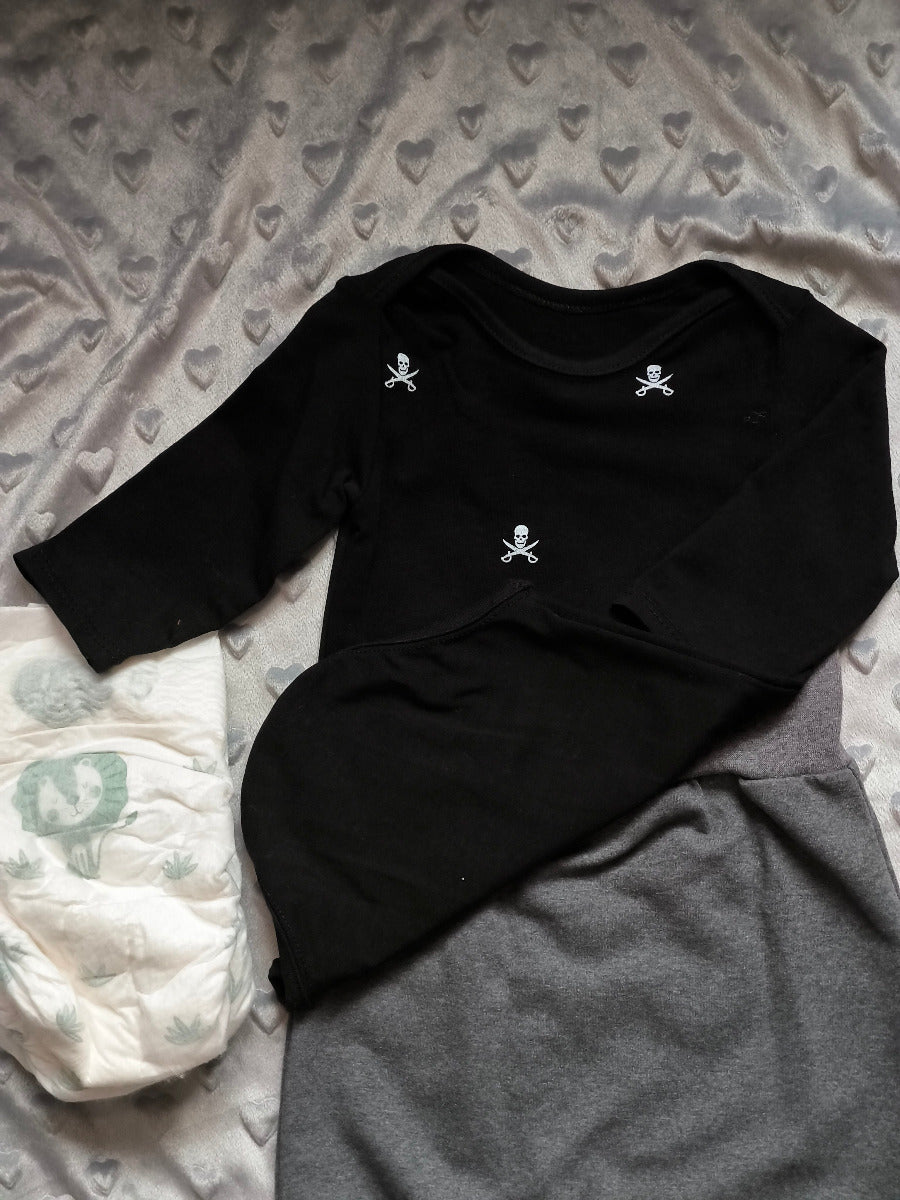 Body bébé "Mini Pirates" - Beige & noir T.62cm/6m