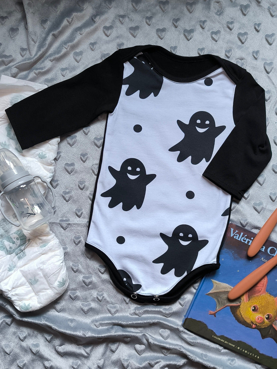 Body bébé "Petit Fantôme" – Blanc & noir T.68cm/9 mois