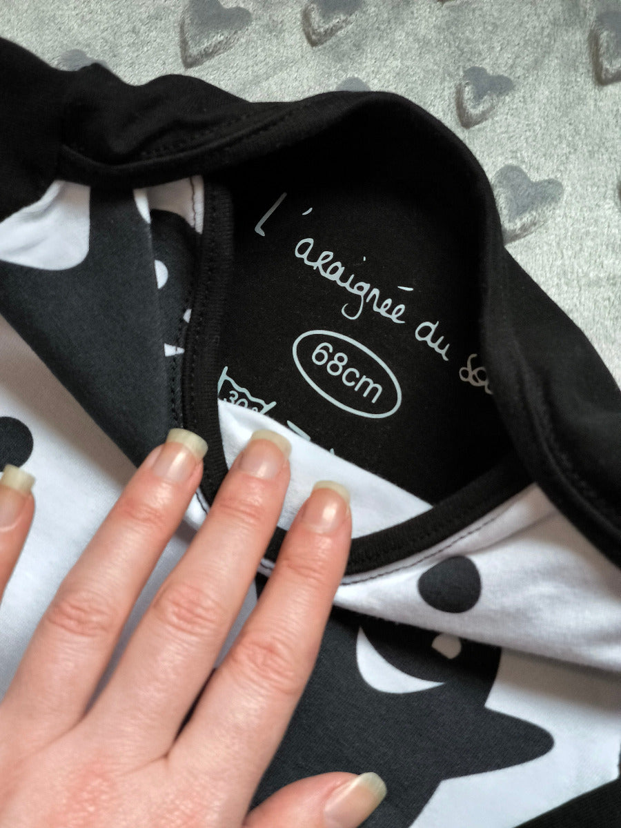 Body bébé "Petit Fantôme" – Blanc & noir T.68cm/9 mois