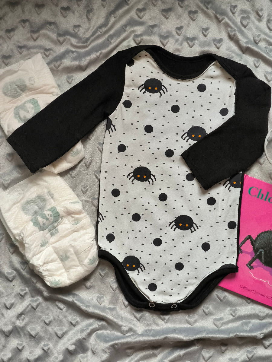 Body bébé "Petite Araignée" – blanc cassé & noir T.74cm/12 mois