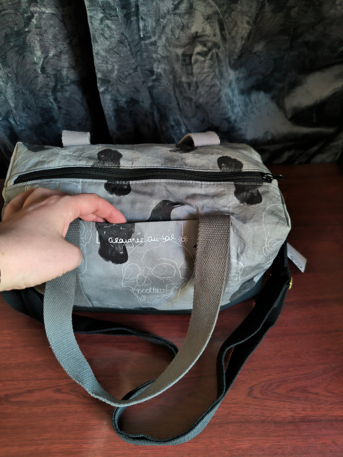 Sac rectangulaire Corbeau et crane